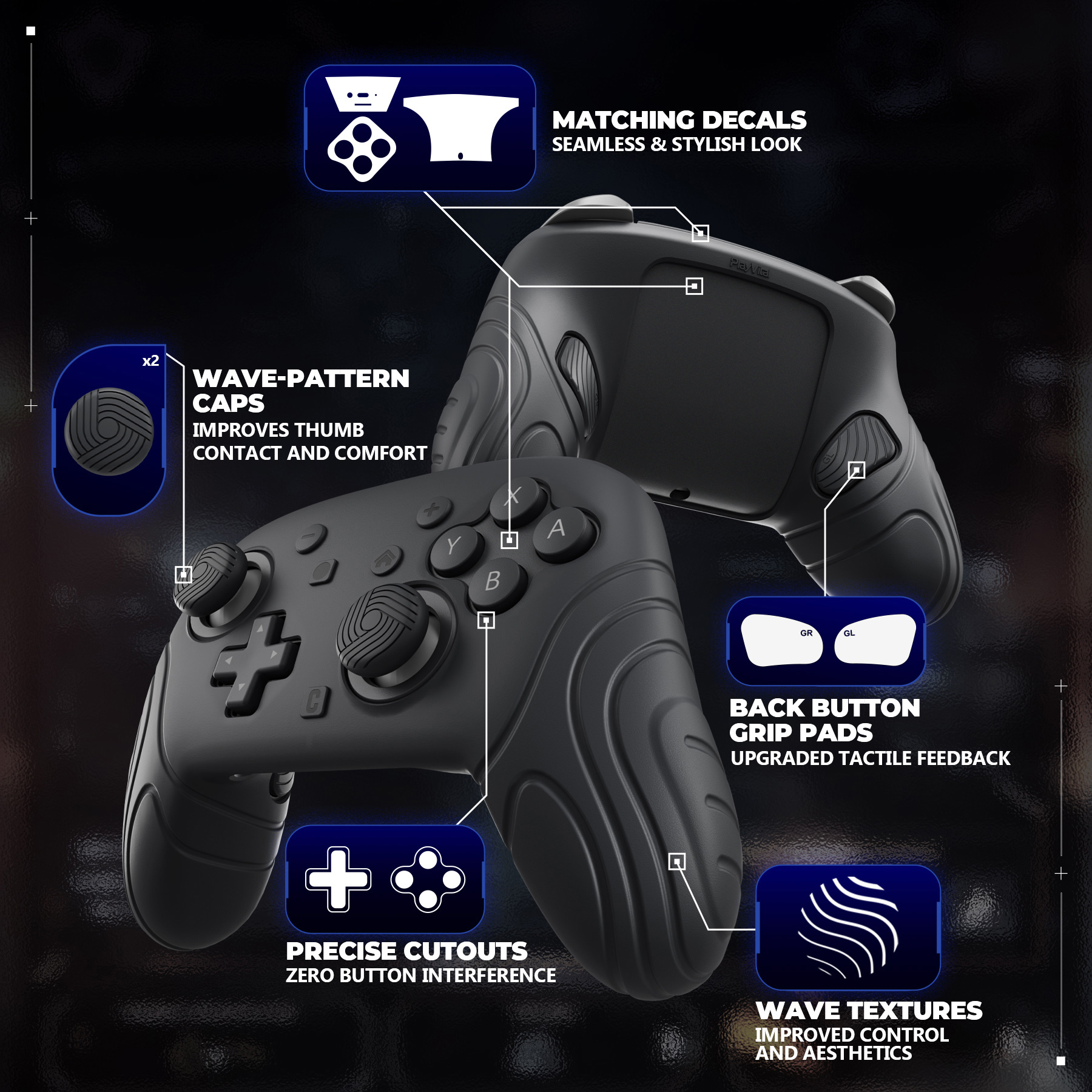 Gaming Accessories Joystick - PlayVital Samurai Silicone Cover for Switch