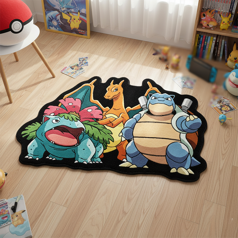 Gaming Accessories Japan - Pokemon Starter Trio Anime Area Rug