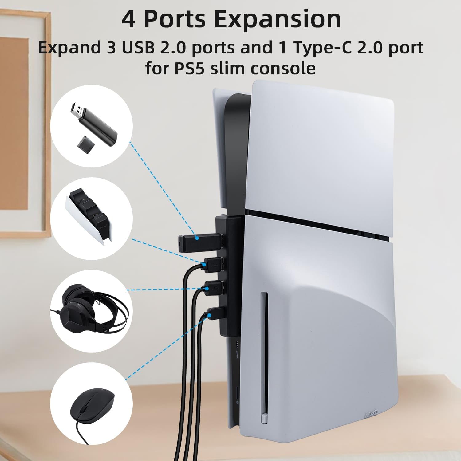 4 Ports USB Hub for PS5 Slim D - огляд і ціна Controller Grip Cover
